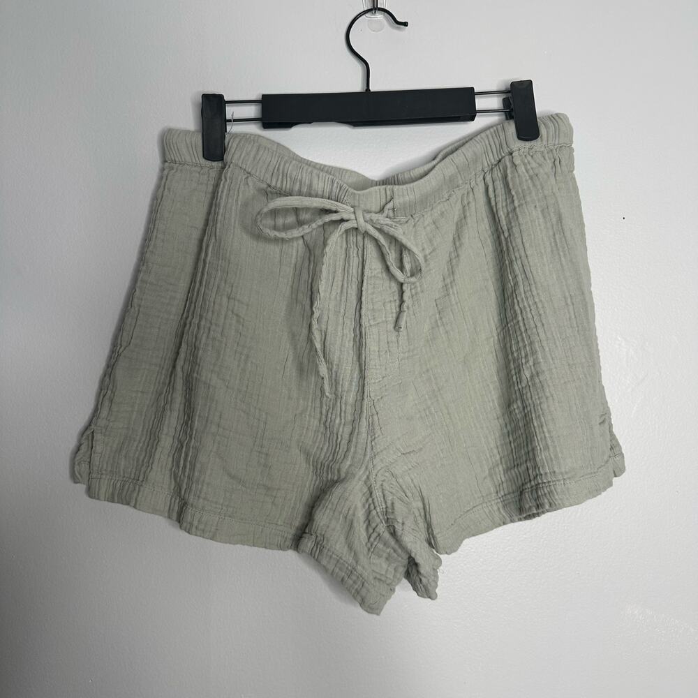 Salty Lemon Gauze Shorts Womens XL Sage Green‎ EUC Airy Cotton Drawstring Boho